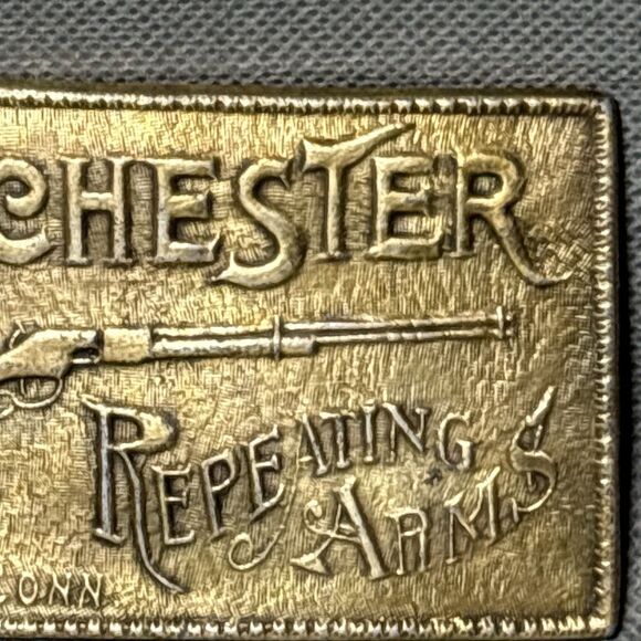 Vintage Winchester Brass Belt Buckle Repeating Arms New Haven Conn Rifle Shotgun - Picture 4 of 7